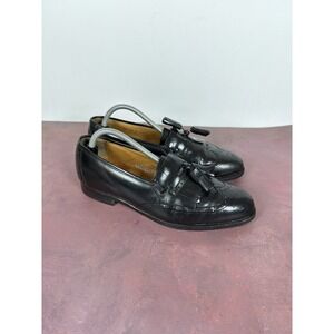 Johnston & Murphy Optima Black Wingtip Tassel Loafers Men's 9.5 D/B USA Made